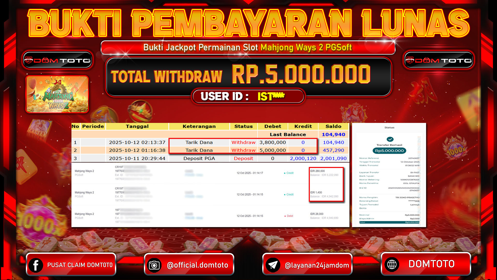 JACKPOT Mahjong Ways 2 PGSoft 12 OKTOBER 2025